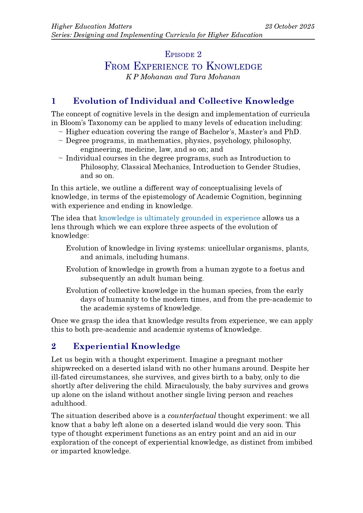 From Experience to Knowledge: K.P Mohanan and Tara Mohanan Image