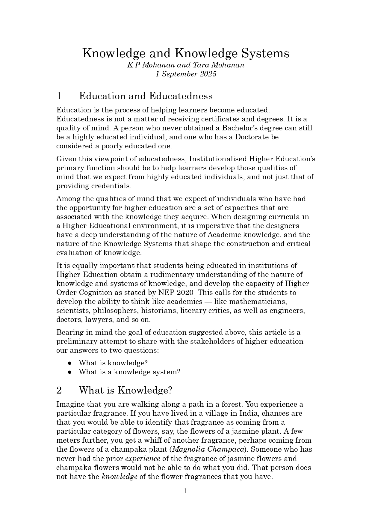 Knowledge & Knowledge Systems: K.P Mohanan and Tara Mohanan Image