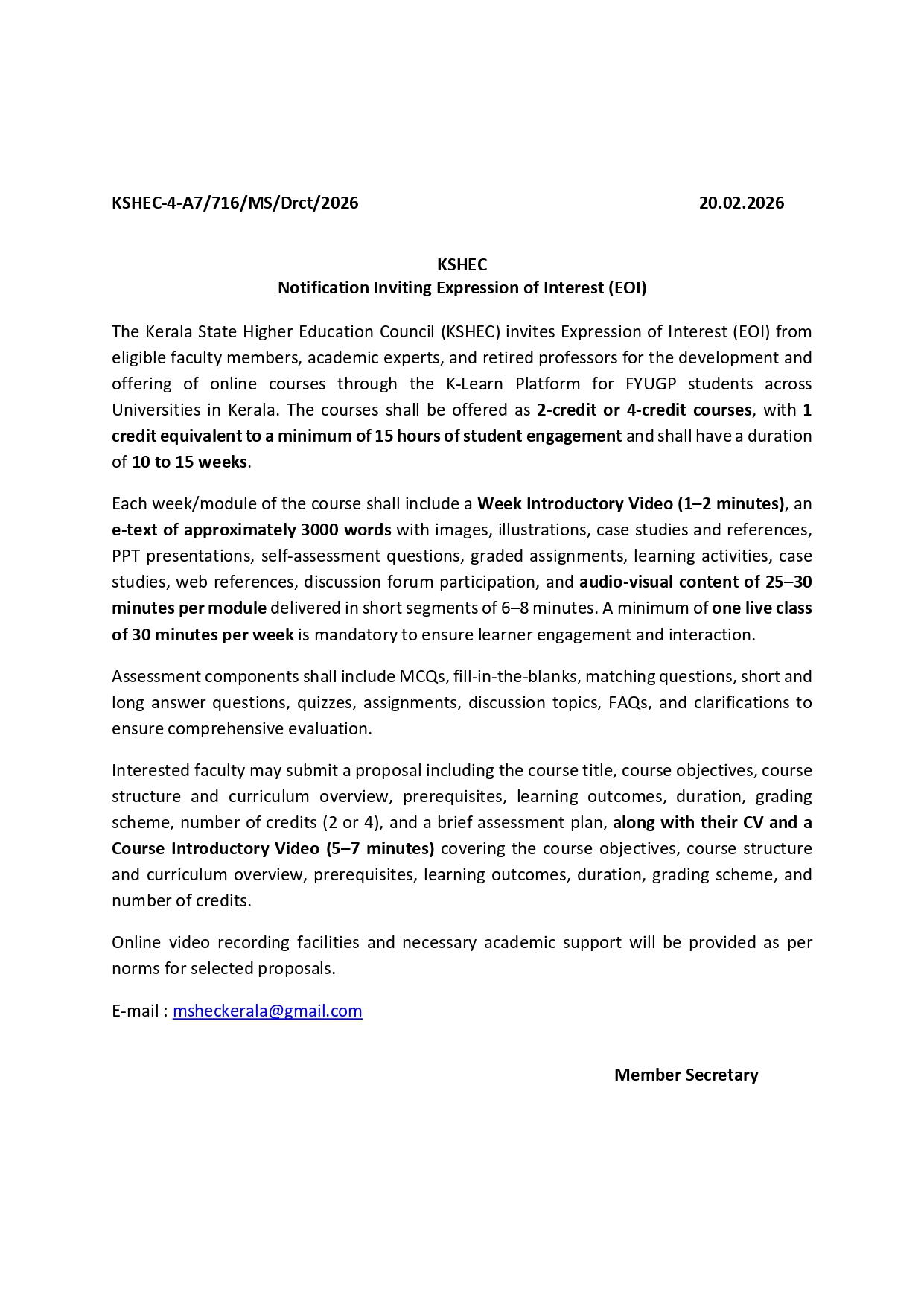 Notification Inviting Expression of Interest: K-LEARN